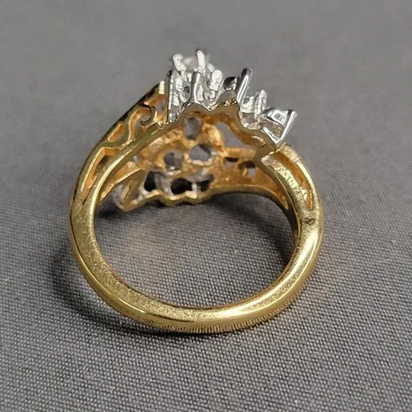 18KHGE Gold Electroplated Womens Rhinestone Design Fashion Ring Size 5 3/4 - Picture 5 of 7